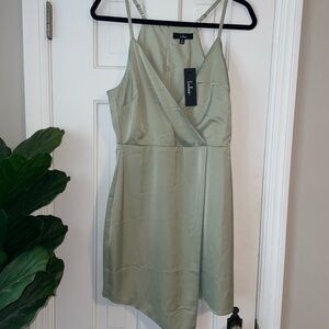 Lulu's Light Green Satin Mini Dress